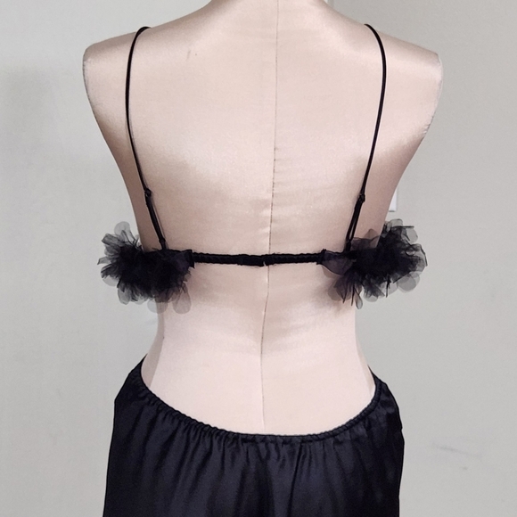 New!For Love and Lemons Satin Cutout Tulle Trim Slip Dress - Picture 10 of 15